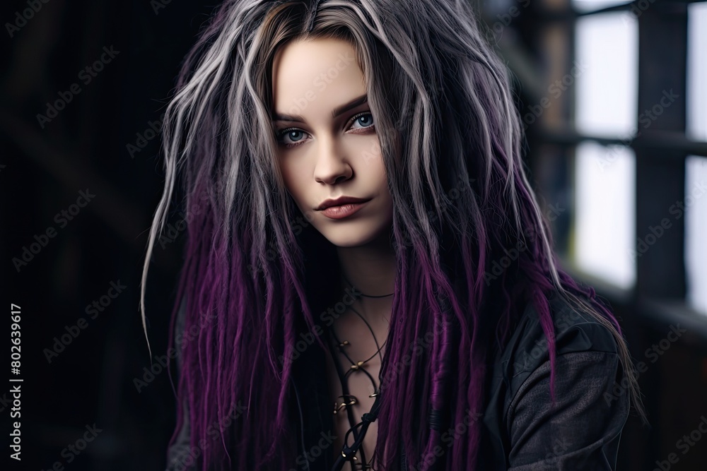 mysterious woman with purple hair mysterious woman with purple hair