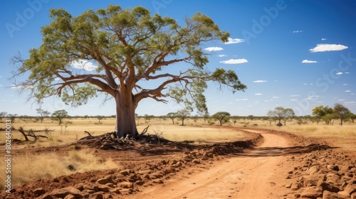 Majestic baobab tree in african savanna landscape