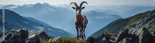 Majestic mountain goat on rocky cliff