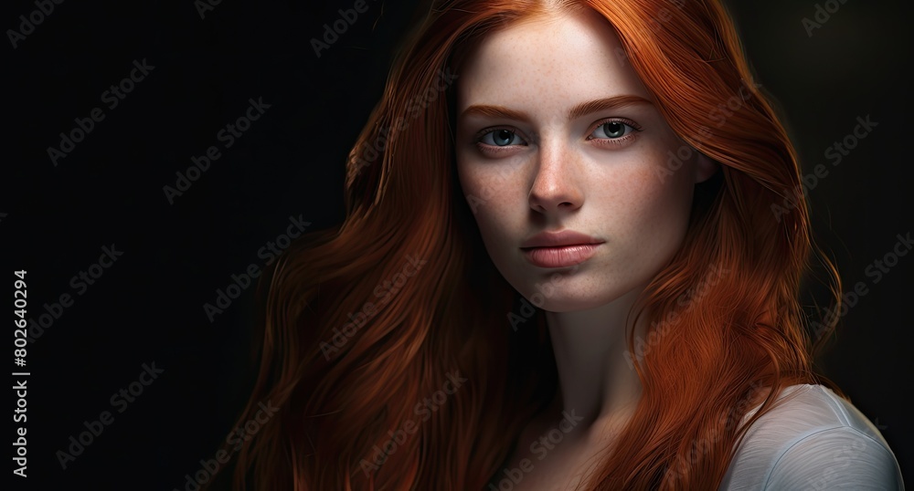 Fototapeta premium Captivating redhead with striking blue eyes