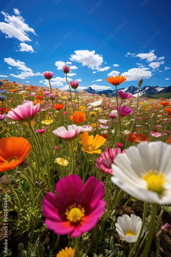 Vibrant wildflower meadow in the mountains Vibrant wildflower meadow in the mountains
