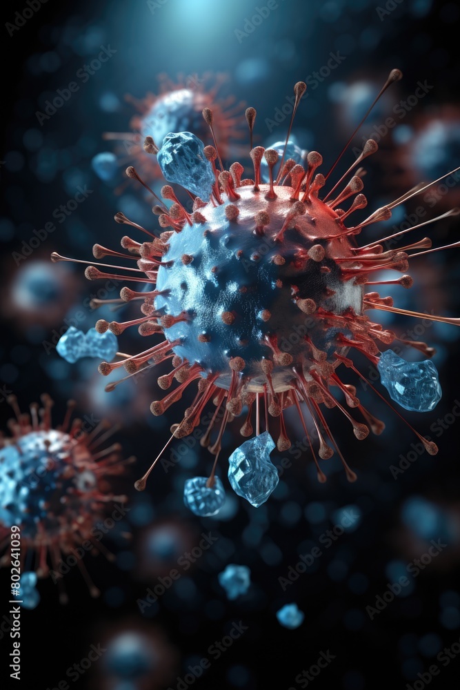 Fototapeta premium Detailed 3D illustration of a coronavirus particle