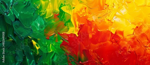 Vivid close-up painting featuring a multicolored rainbow background displaying a vibrant spectrum of colors