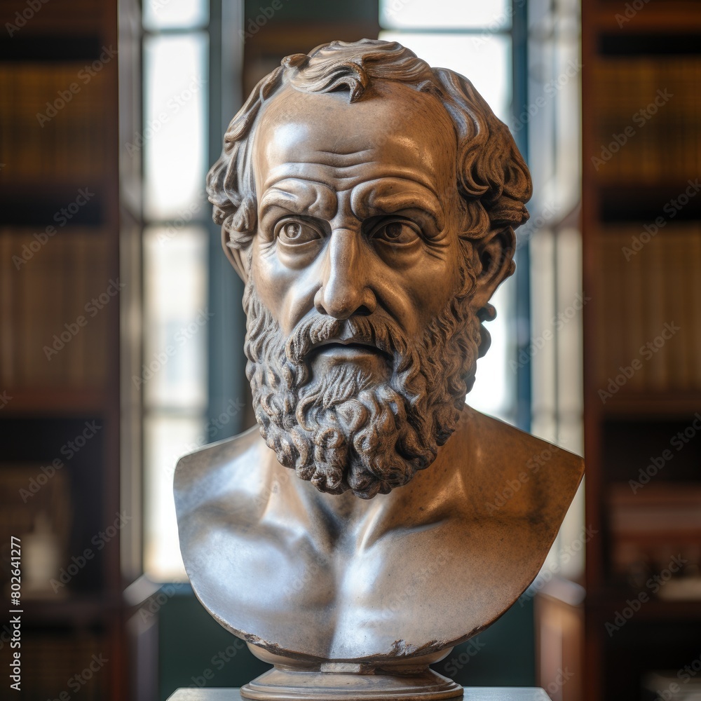 Detailed sculpture of a bearded man