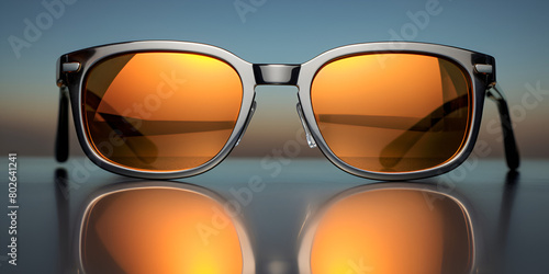 Orange Lens Sunglass , Dollger Classic Round Retro Sunglasses, Generative AI