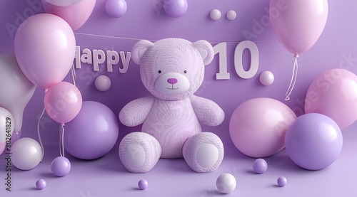 Word text with holiday 10, birthday child, celebrating special occasions with festive greetings, joyous wishes, and vibrant decorations for memorable festivities and joyful gatherings with baby.