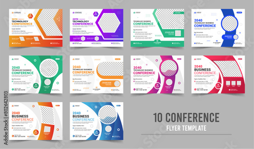 Corporate horizontal business conference flyer template or online webinar social media banner layout, live webinar event invitation banner design template