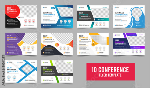 Creative horizontal business conference flyer template, Annual corporate business workshop, meeting, training, business webinar flyer template