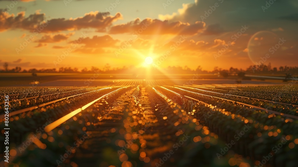 Solar farm and sun light. Solar farm and sun light.