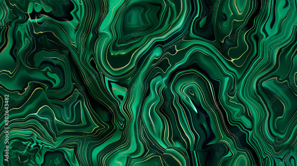 Seamless tileable Malachite background texture wallpaper. Generative AI