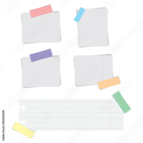 Blank sheets notebook papers of square and lined paper for homework and exercises. Vector pads paper sheets for memo. Notebook paper. Seamless pattern. Geometric. Vector illustration. Art background.