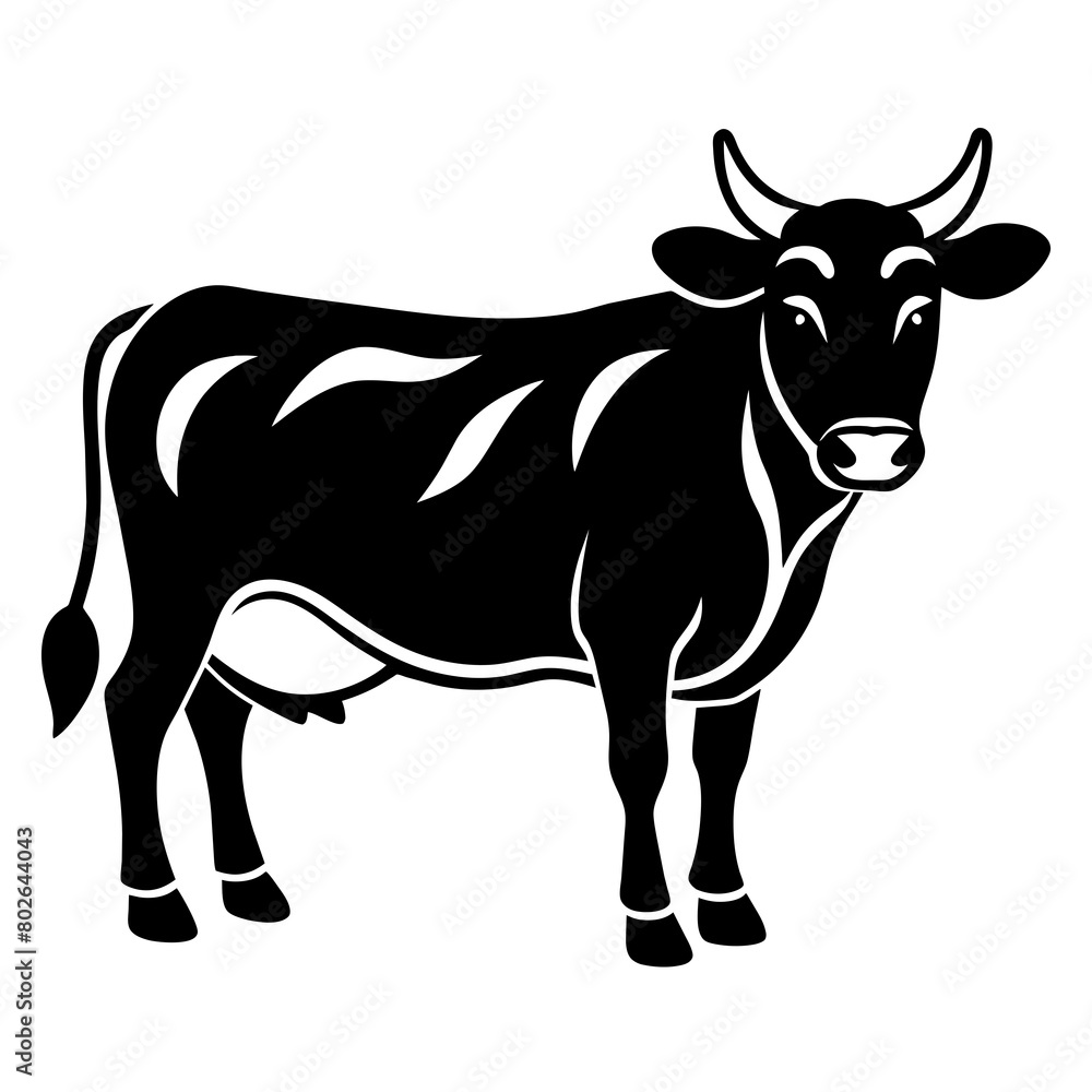 Cow head vector icon illustration line art