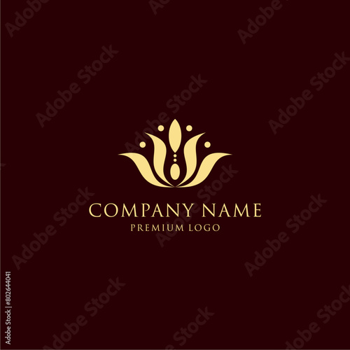 Luxurious and elegant golden floral vector logo design