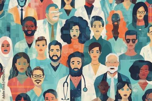Digital illustration of healthcare diversity and inclusivity