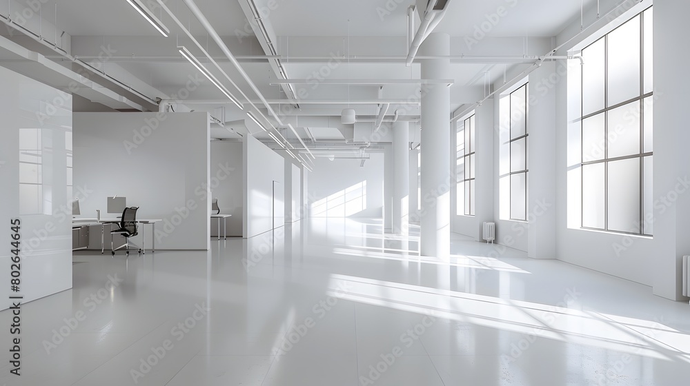 Minimalist Office Space Design in Stark White with Contemporary Elements for a Modern Business Environment Minimalist Office Space Design in Stark White with Contemporary Elements for a Modern Business Environment