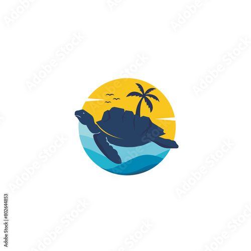 aestetic turtle rock beach illustration