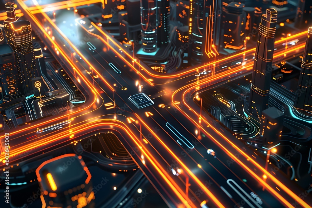 Night View of a Futuristic City with Smart Infrastructure, Rendered in 3D to Showcase Urban Planning and Technology Night View of a Futuristic City with Smart Infrastructure, Rendered in 3D to Showcase Urban Planning and Technology