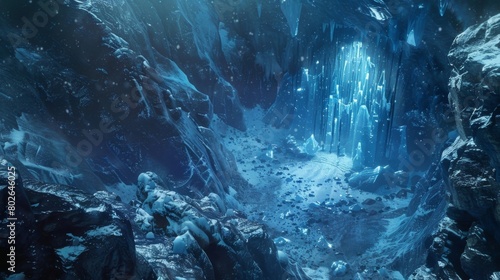 Hidden deep in a remote valley surrounded by jagged ice cliffs the Glacial Mage Citadel appears to be a part of the natural landscape . . photo