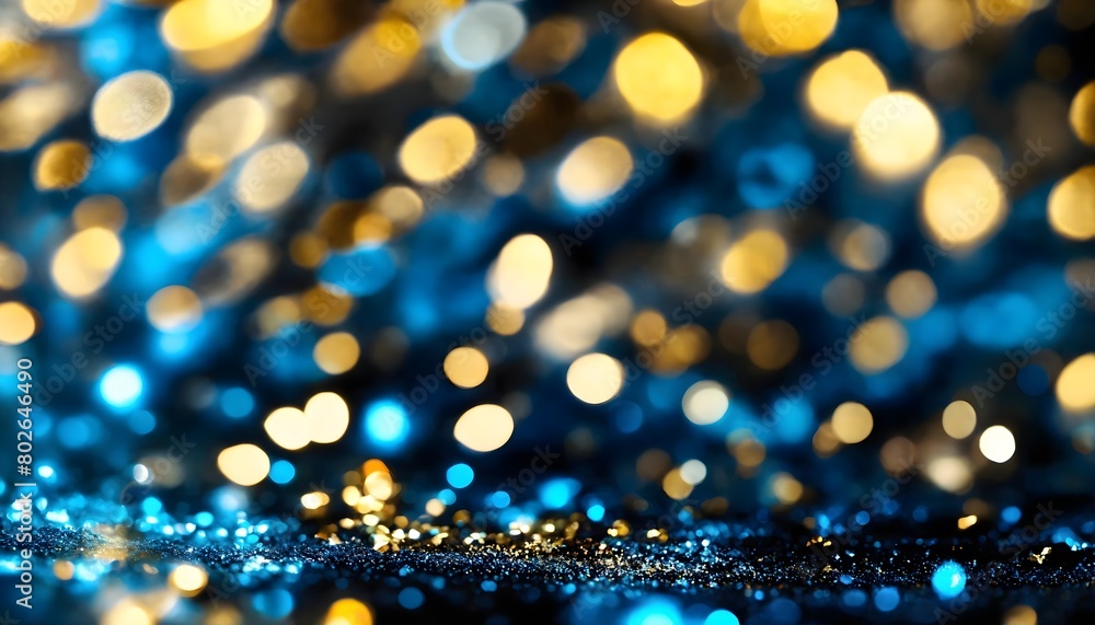 background of abstract glitter soft blue and golden lights soft blue