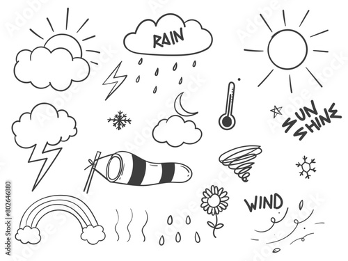 Hand drawn doodle weather elements