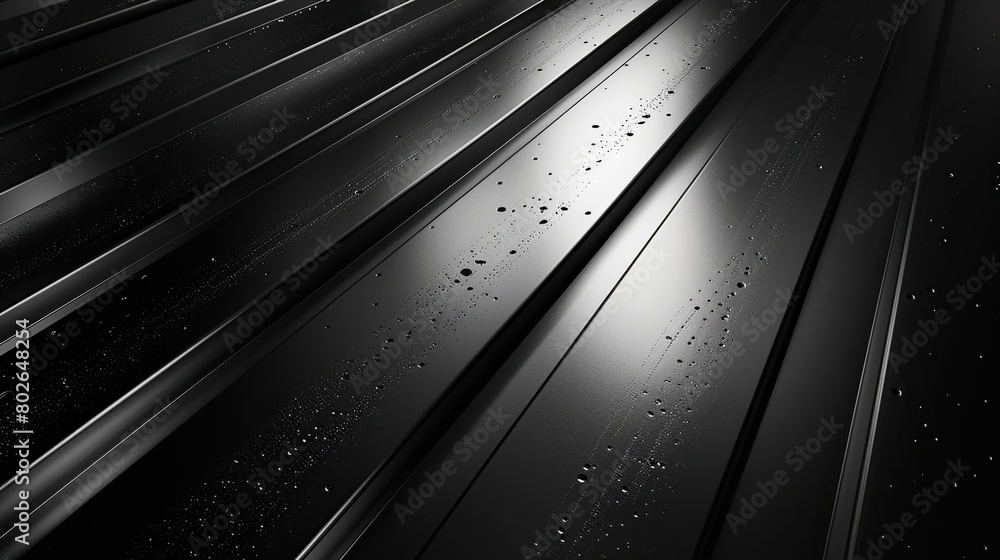 Abstract background of a black stainless steel metal plate with white glitter. Top view and flat lay space for text. Abstract background of a black stainless steel metal plate with white glitter. Top view and flat lay space for text.