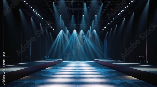 Fashion runway with spot light. Before a fashion show. Fashion concept.
