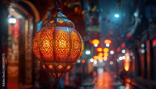 Eid mubarak greeting cards for muslim holidays with arabic ramadan lantern decoration 