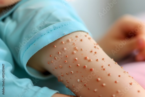 Close up View of Classic Chickenpox Rash on a Child s Arm with High Medical Detail