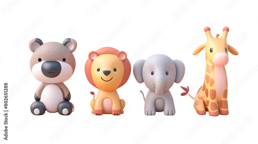 透過データ、3D風のマスコット、熊、ライオン、象、キリン
透過データ、3D風のマスコット、熊、ライオン、象、キリン