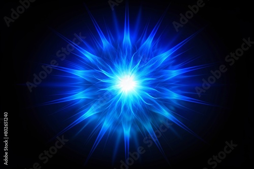 blue flare glow isolated on black background