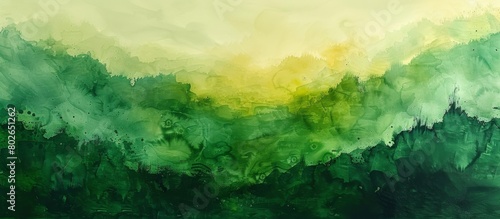 Scenic artwork depicting a lush green and golden landscape with prominent trees under a sky