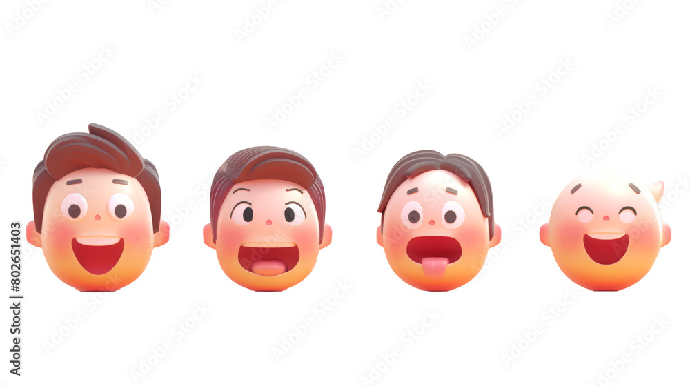 透過データ、3D風の顔アイコン4種類
透過データ、3D風の顔アイコン4種類
