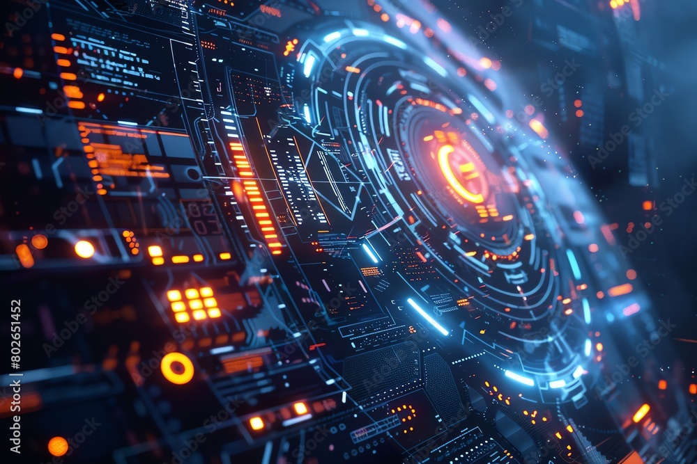 Scifi themed network with a protective cyber shield, 4K, flashing indicators, overhead perspective, immersive tone Scifi themed network with a protective cyber shield, 4K, flashing indicators, overhead perspective, immersive tone