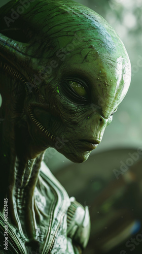 Hyper-Realistic Extraterrestrial: A Close-Up Model of an Otherworldly Alien Being