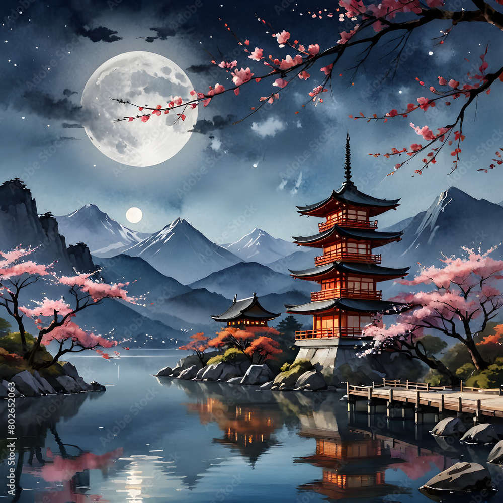 Obraz premium chinese temple in the night