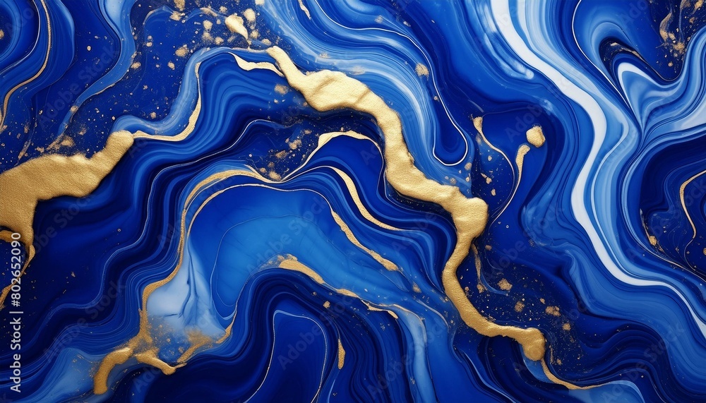 Marble Majesty: Indigo Ocean Blue & Gold Luxury Wallpaper