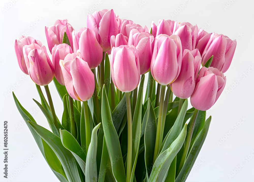 A pink tulips bouquet isolated on a white background, suitable for gifting or as a decorative spring arrangement. A pink tulips bouquet isolated on a white background, suitable for gifting or as a decorative spring arrangement.