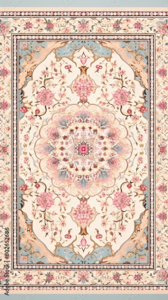 pastel color flower prayer mat rug carpet, ai