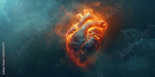 Fiery heart. AI.