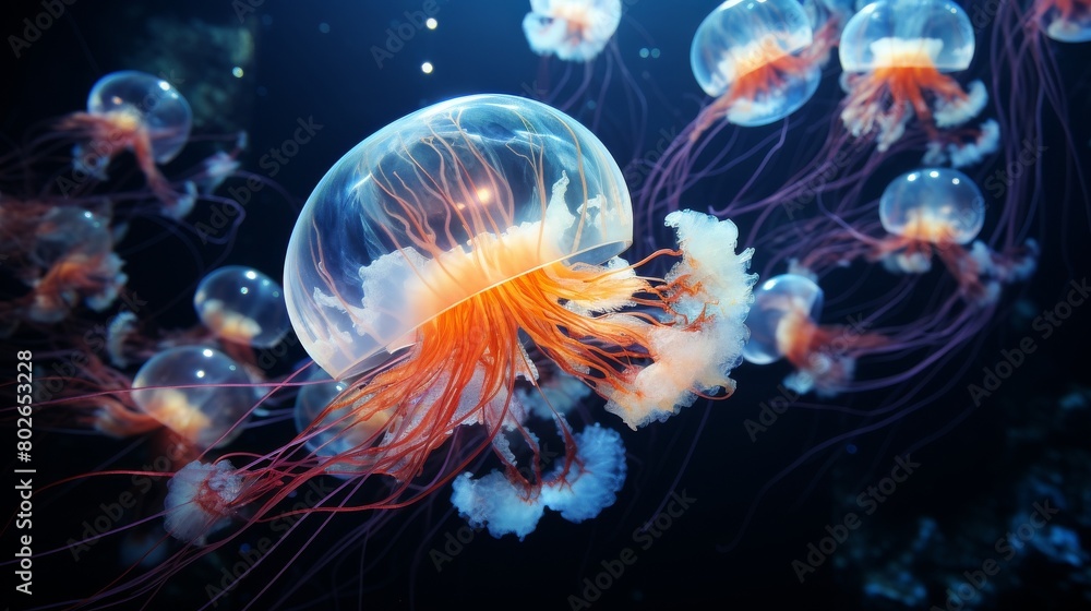 Glowing jellyfish. Glowing jellyfish.