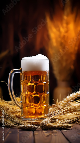 A glass of beer with wheat ears