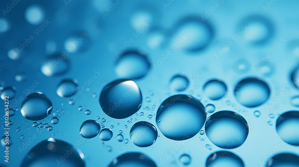 Close-up of water drops on blue background