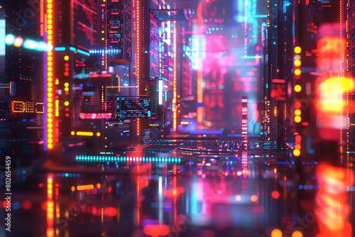 Network of computers with a protective cyber barrier, 4K, vivid light effects, straighton view, scifi aesthetic