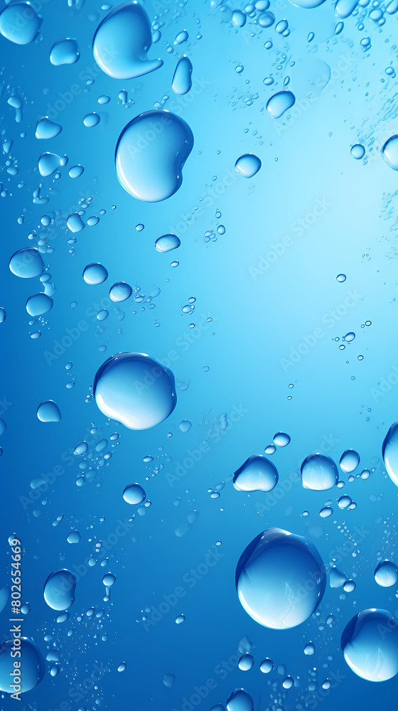 Close-up of water drops on blue background