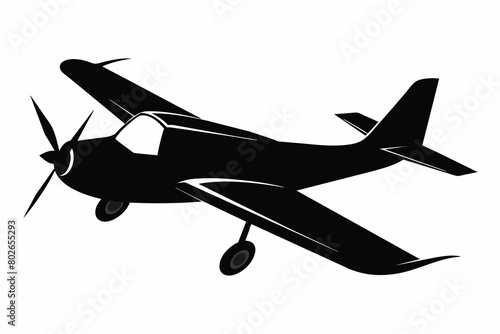 Skywriting plane silhouette vector illustration isolated on a white background. 