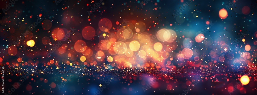 Abstract blurred background with bokeh lights and glitter