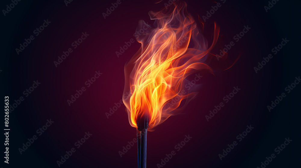 Match stick burning closeup Match stick burning closeup