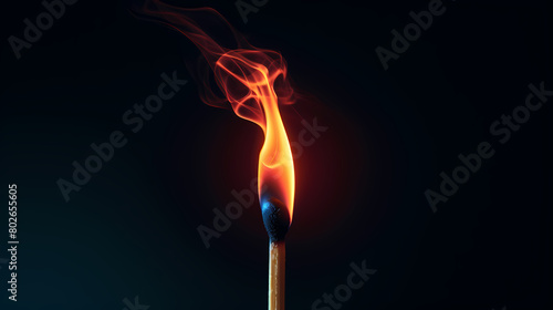 Match stick burning closeup © ma