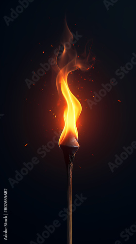 Match stick burning closeup © ma