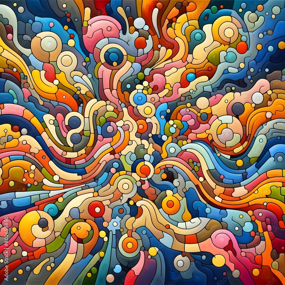 Obraz premium Jubilant Jigsaw abstract colorful shapes fitting together like puzzle background